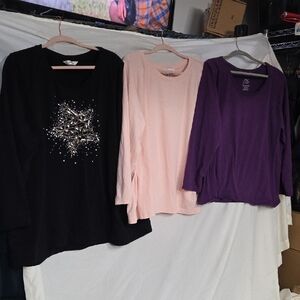 3 Women's  Black, Pink, and Purple Tunics 3X